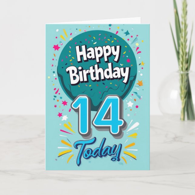 Bonne 14e carte d'anniversaire (Devant)