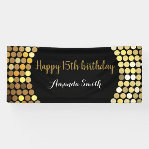 Bonne 15e anniversaire bannière Black and Gold Par