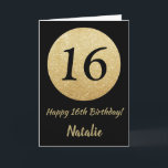 Bonne 16h Anniversaire Carte Parties scintillant N<br><div class="desc">Bonne carte de Parties scintillant Black and Gold 16th Birthday avec nom personnalisé. Pour plus de personnalisation,  cliquez sur le bouton "Customiser" et utilisez notre outil de conception pour modifier ce modèle.</div>