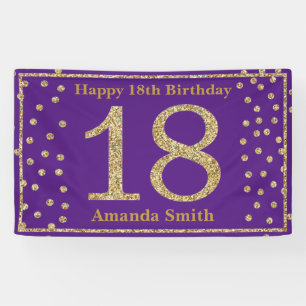 Bonne 18e anniversaire bannière violet et Parties