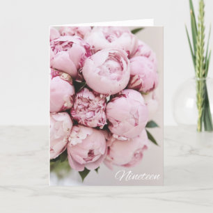 Bonne 19ème Bouquet rose Carte de voeux Anniversai