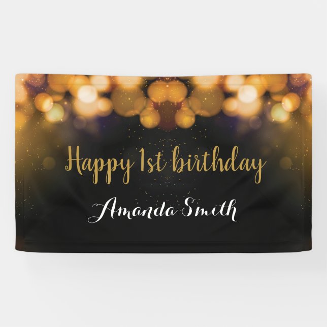 Bonne 1ère bannière anniversaire. Parties scintill (Horizontal)