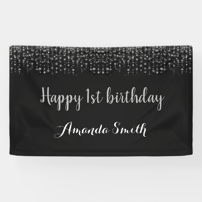 Bonne 1ère bannière anniversaire. Parties scintill (Horizontal)
