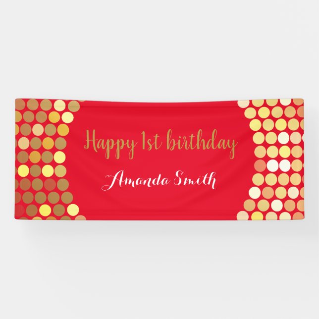 Bonne 1ère Bannière Anniversaire Parties scintilla (Horizontal)