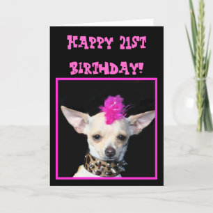 Bonne 21e anniversaire Chihuahua Punk carte de voe