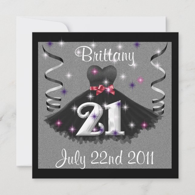 Bonne 21e anniversaire Invitations pour filles (Devant)