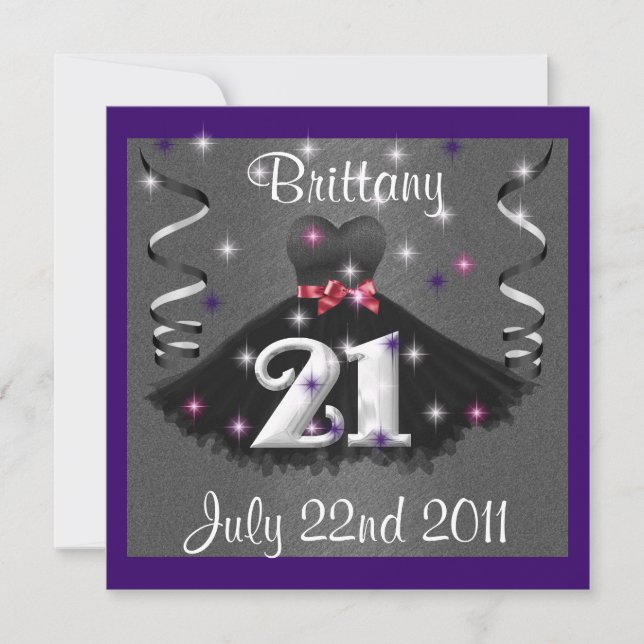 Bonne 21e anniversaire Invitations pour filles (Devant)