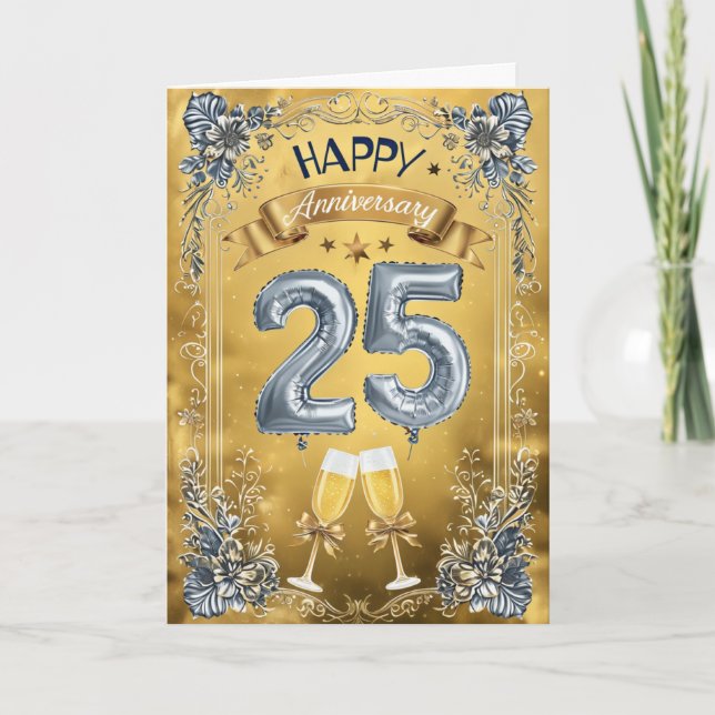 Bonne 25e anniversaire Mariage Carte (Devant)