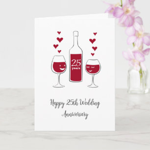 Bonne 25e anniversaire Mariage Carte de coeur de v