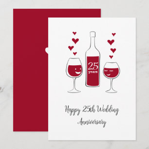 Bonne 25e anniversaire Mariage Carte de coeur de v