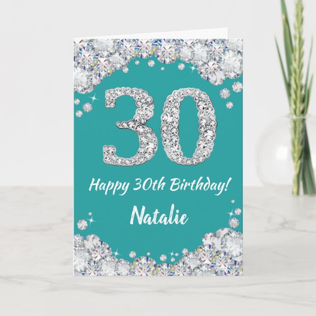 Bonne 30e anniversaire Turquoise et carte de Parti (Devant)