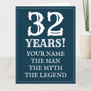 Bonne 32e carte d'anniversaire pour petit ami ou p