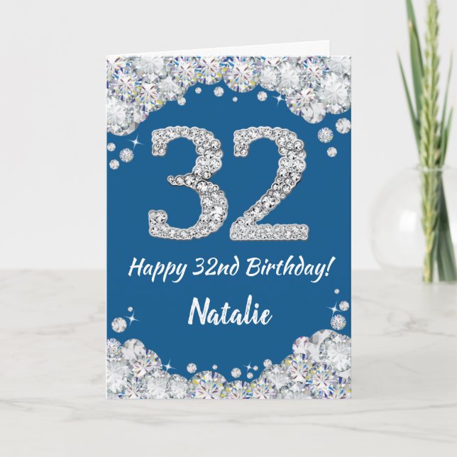 Bonne 32e carte de Parties scintillant Bleu et Arg (Devant)