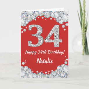 Bonne 34e anniversaire Carte Parties scintillant r