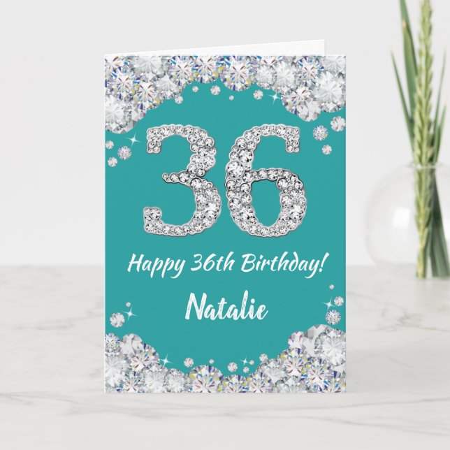 Bonne 36e anniversaire Turquoise et carte de Parti (Devant)