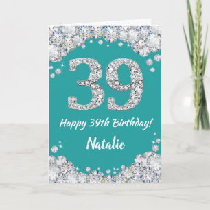 Bonne 39e anniversaire Turquoise et carte de Parti