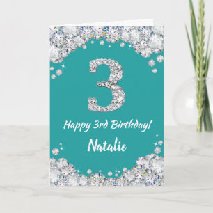 Bonne 3e anniversaire Turquoise et carte de Partie