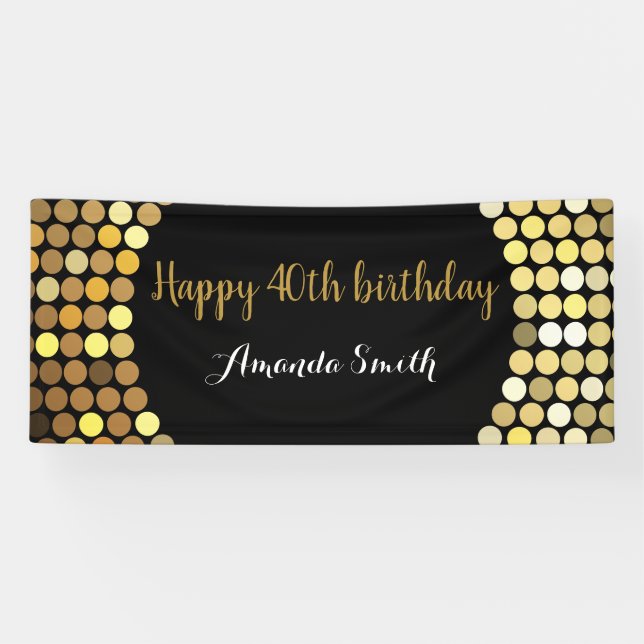 Bonne 40e anniversaire bannière Black and Gold Par (Horizontal)