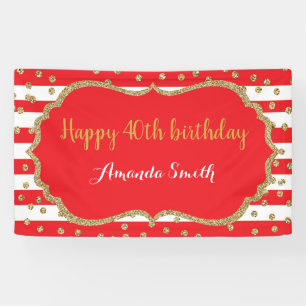 Bonne 40e anniversaire bannière Rouge et Parties s