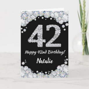 Bonne 42e carte de Parties scintillant noir et arg