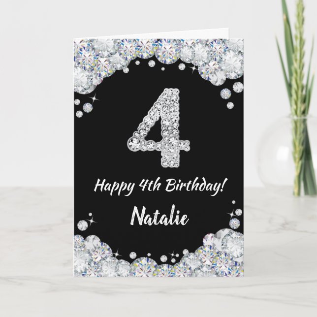 Bonne 4e anniversaire Carte de Parties scintillant (Devant)