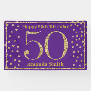 Bonne 50e anniversaire bannière violet et Parties