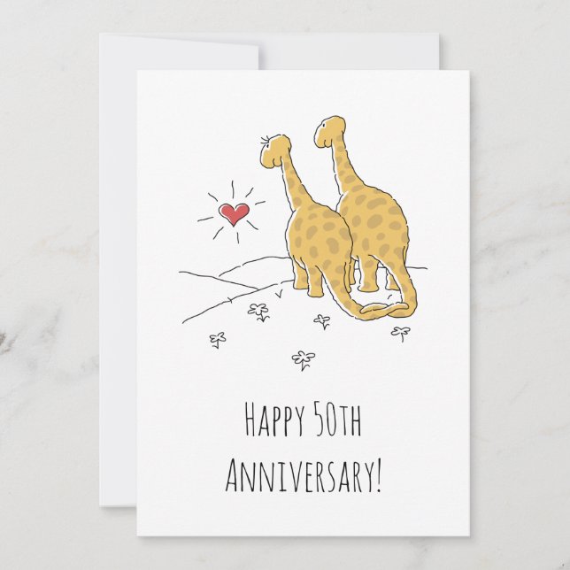 Bonne 50e anniversaire Mariage carte de dinosaures (Devant)