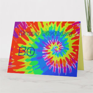 Bonne 50e anniversaire Super Cravate-Dye carte Big