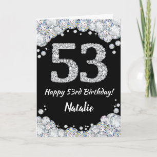 Bonne 53e carte de Parties scintillant noir et arg