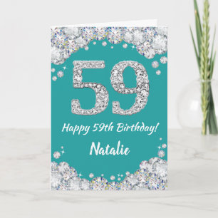 Bonne 59e anniversaire Turquoise et carte de Parti
