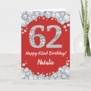 Bonne 62e anniversaire Carte Parties scintillant r