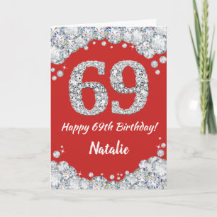 Bonne 69e anniversaire Carte de Parties scintillan