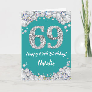 Bonne 69e anniversaire Turquoise et carte de Parti