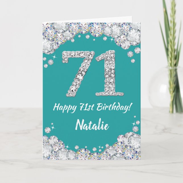 Bonne 71e anniversaire Turquoise et carte de Parti (Devant)