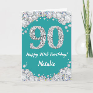 Bonne 90e anniversaire Turquoise et carte de Parti