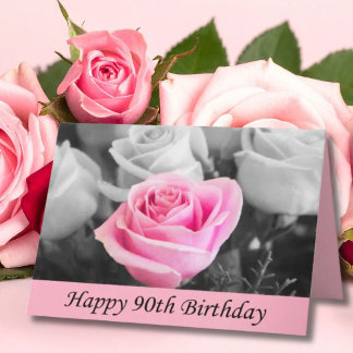 Bonne 90e carte photographique Rose anniversaire