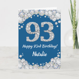 Bonne 93e carte de Parties scintillant bleu et arg