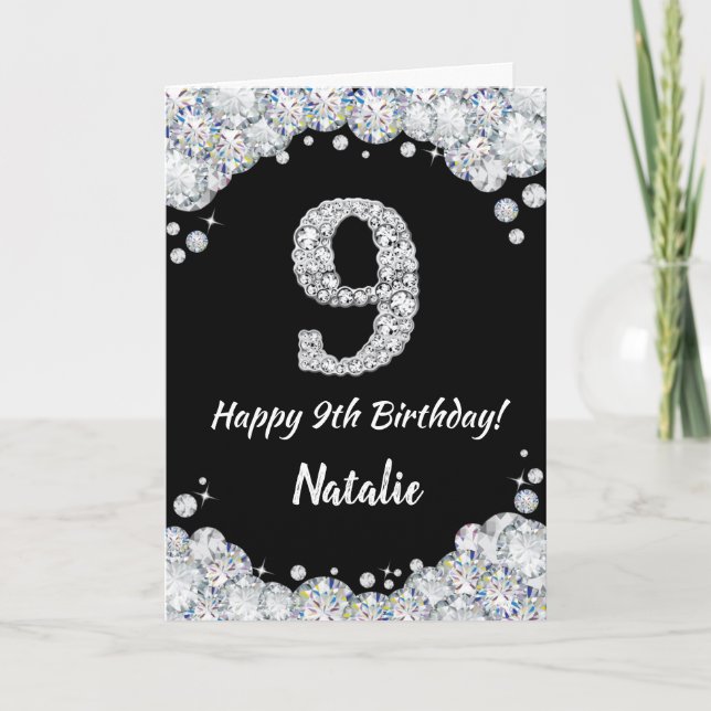 Bonne 9e anniversaire Carte de Parties scintillant (Devant)
