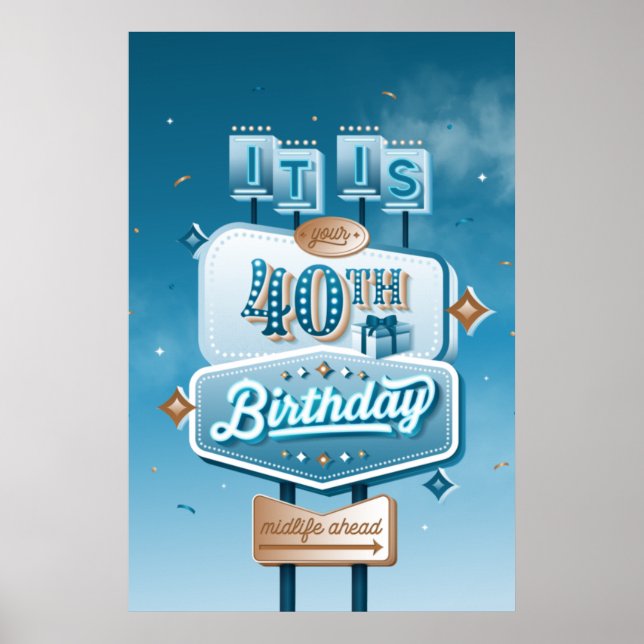 Bonne affiche d'anniversaire du 40e anniversaire ( (Devant)