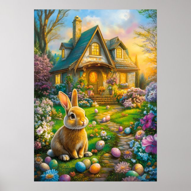 Bonne affiche de printemps du lapin de Pâques (Devant)