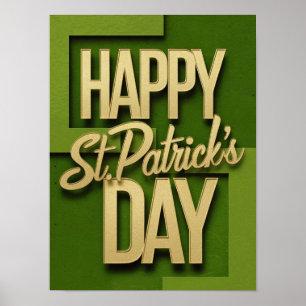 Bonne affiche d'or verte de la Saint Patrick's Day