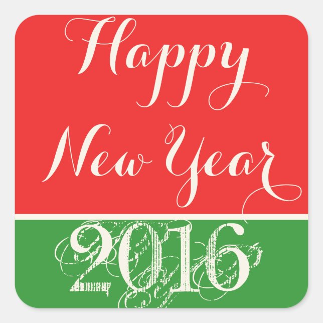 Bonne année 2016 Sticker Red Green (Devant)