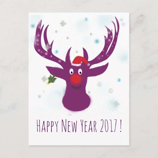 Bonne année 2017 Carte postale Cerf (Devant)