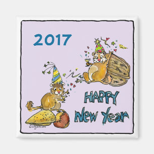 Bonne année 2017 Chipmunks Cartoon Magnet