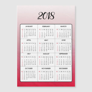 Bonne année 2018 Calendrier magnétique rouge
