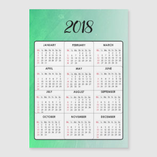 Bonne année 2018 Calendrier magnétique vert