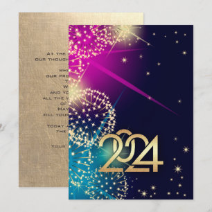 Bonne année 2024. Carte personnalisée Fireworks