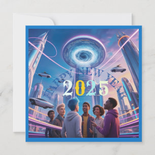 Bonne année 2025 carte postale de vacances plate