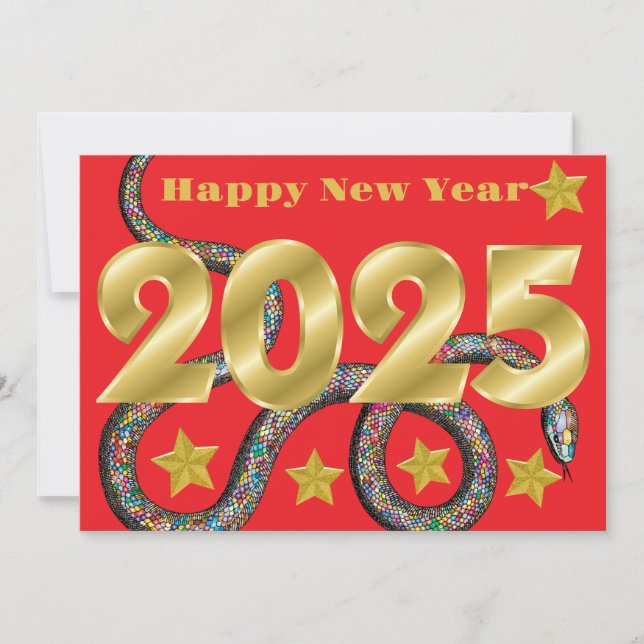 Bonne année 2025 de la carte plat Snake (Devant)