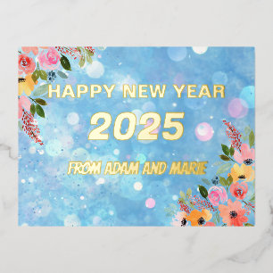Bonne année 2025 Foil Holiday Carte postale